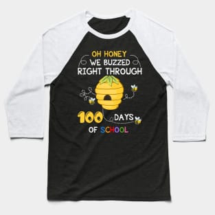 100th Day Of School Teacher Bee Hive Funny Baseball T-Shirt